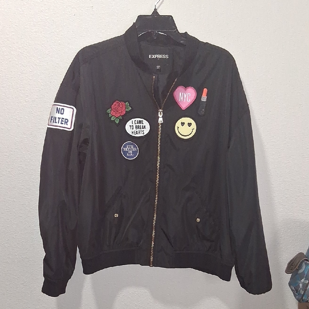 Express Black Jacket with Colorful Patches